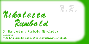 nikoletta rumbold business card